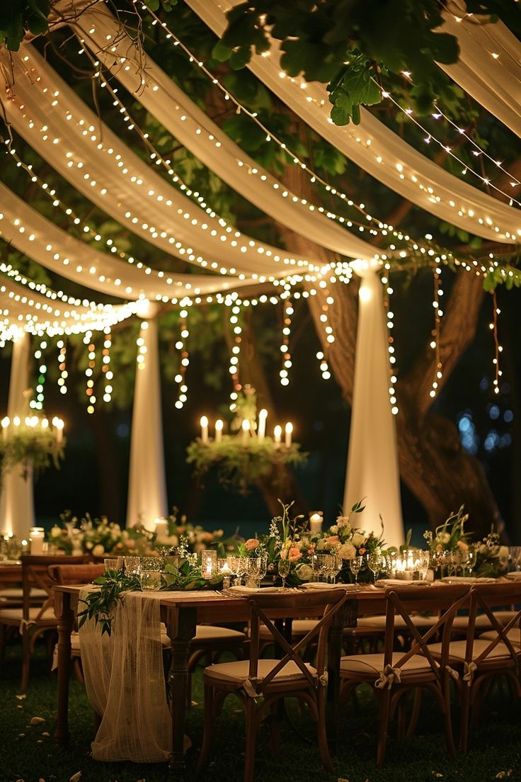 Romantic reception setup with ambient lighting